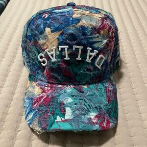 True Brvnd “Dallas” FLORAL DISTRESSED DENIM - MULTI-COLORED FLORAL Hat